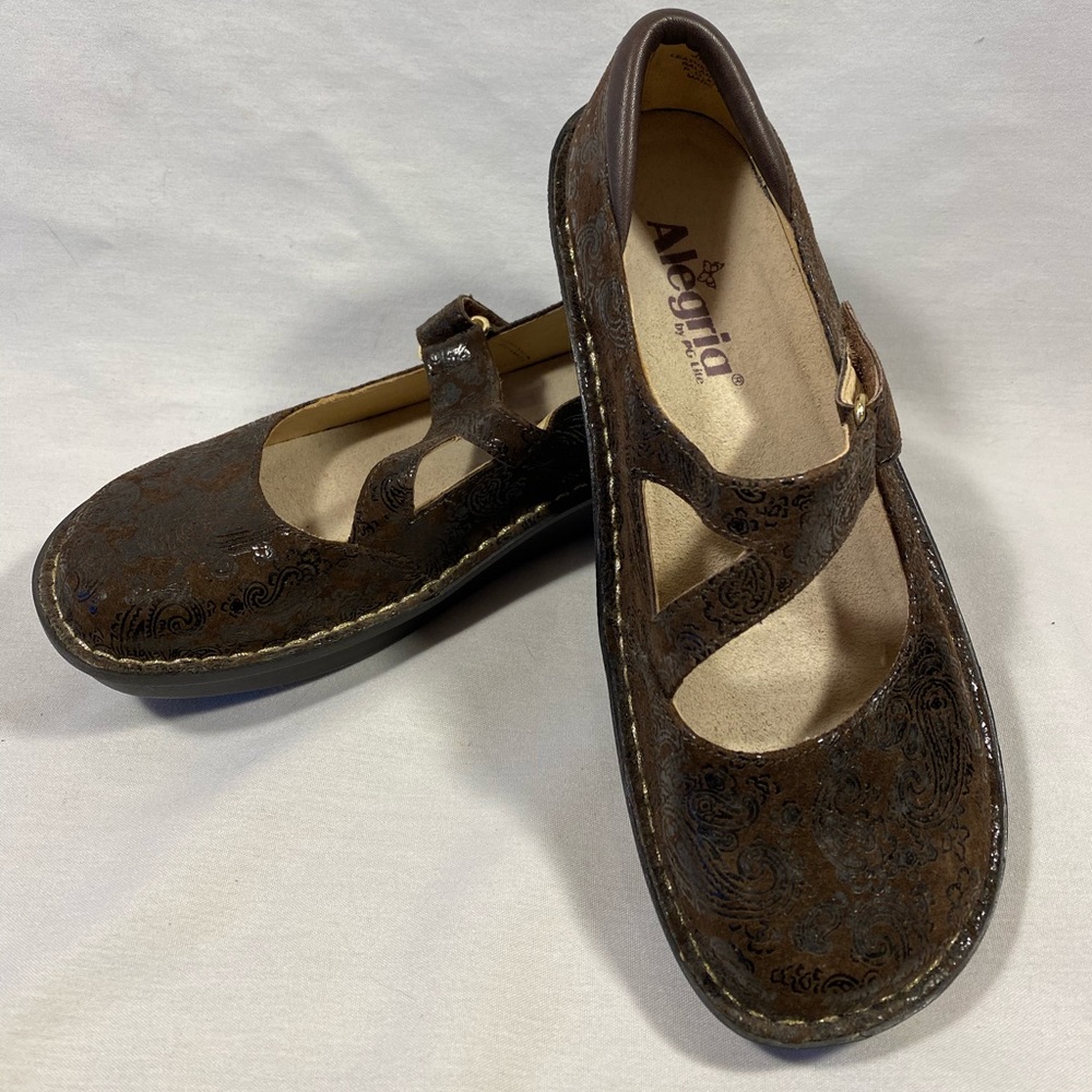 Alegria Leather Paisley Comfort Mary Jane Shoes